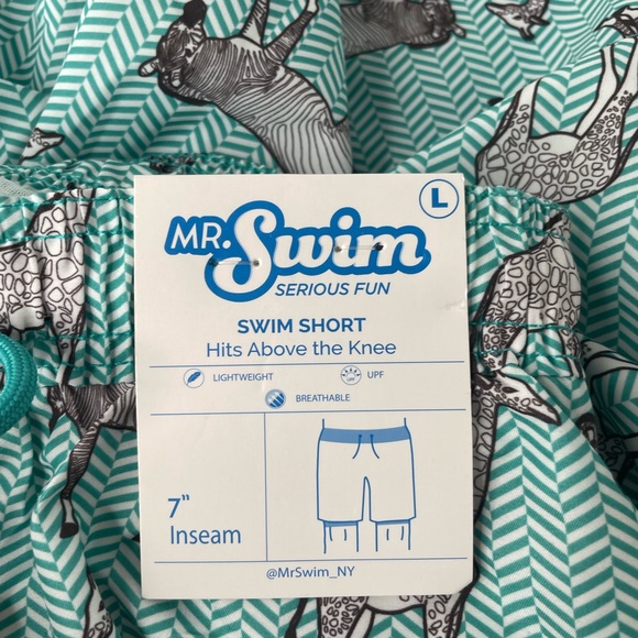 Mr. Swim Zebra and Giraffe Swim Trunks Green Black White Sizes Large and XLarge - Picture 3 of 7